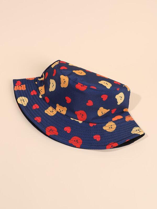 Heart Print Bucket Hat for Women BUC210302156BLU Blue