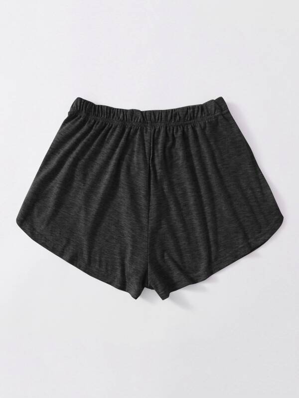 Heathered Knit Tulip Hem Drawstring Shorts