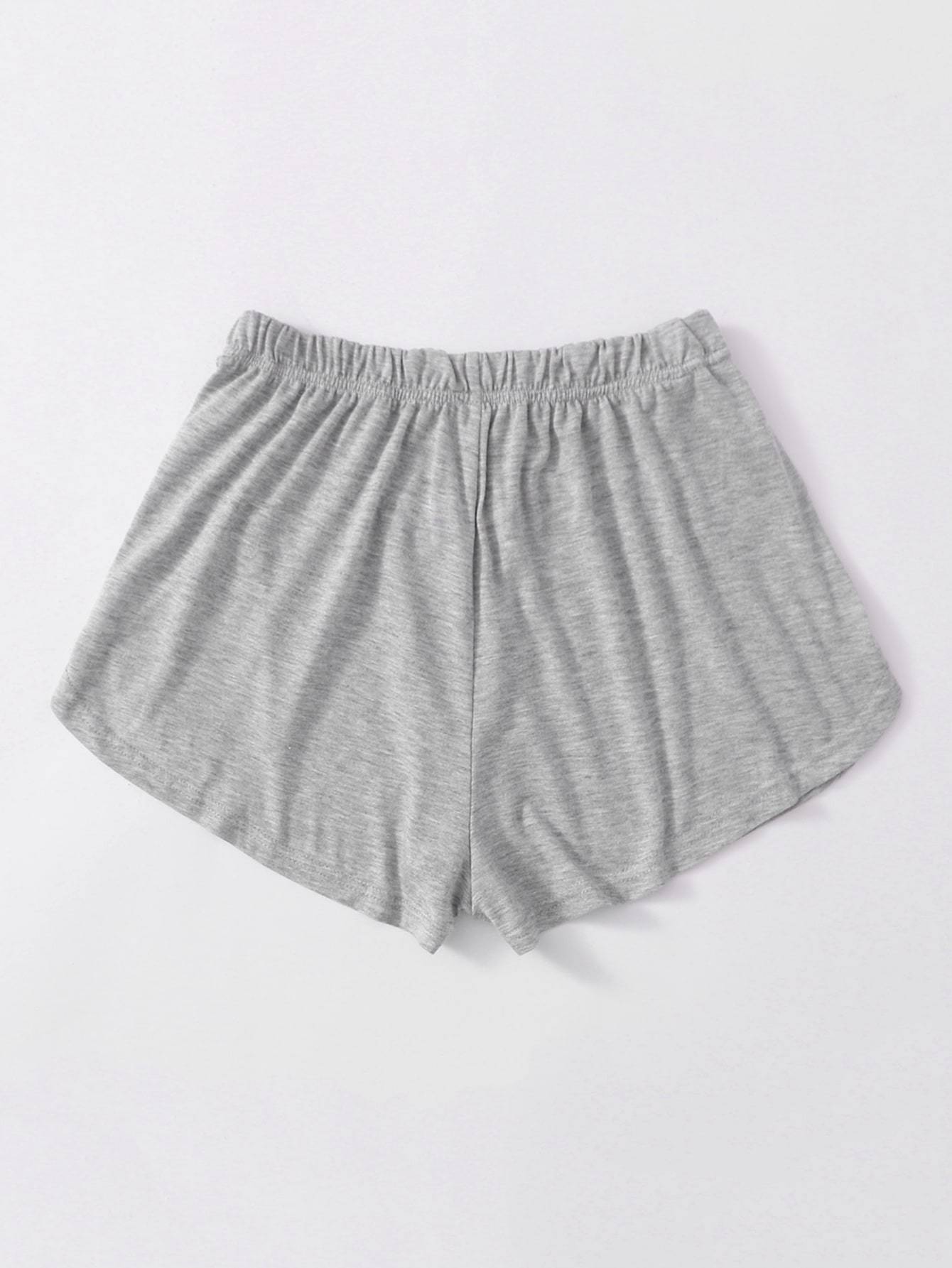 Heathered Knit Tulip Hem Drawstring Shorts