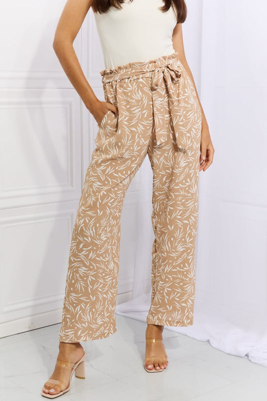 Heimish Right Angle Full Size Geometric Printed Pants in Tan MS231013010216FS Tan / S