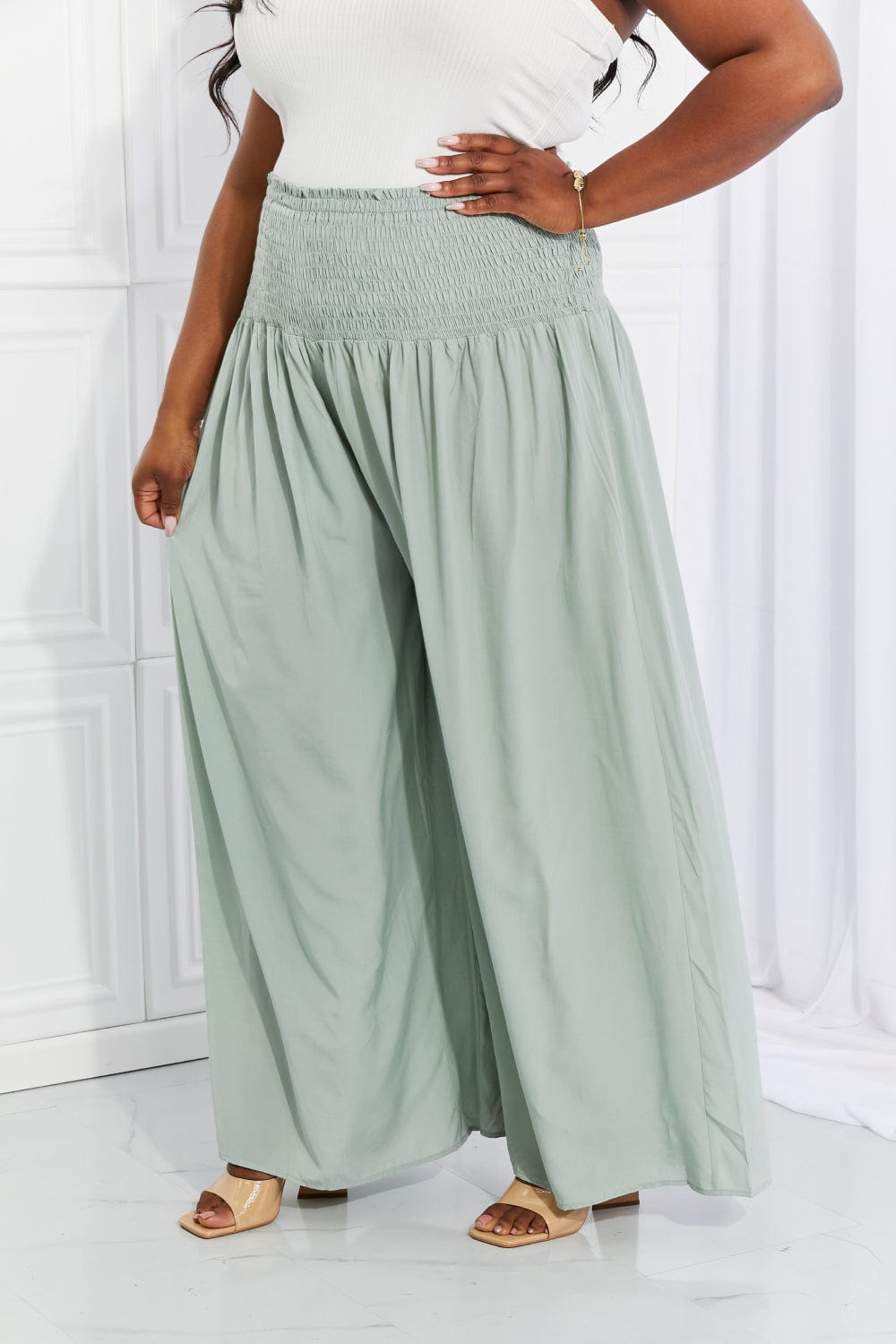 HEYSON Full Size Beautiful You Smocked Palazzo Pants