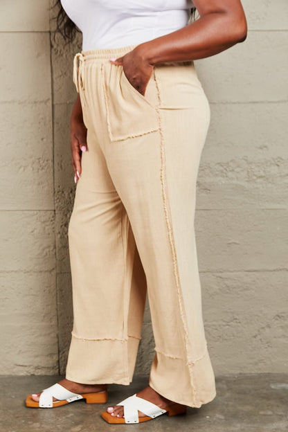 HEYSON Love Me Full Size Mineral Wash Wide Leg Pants