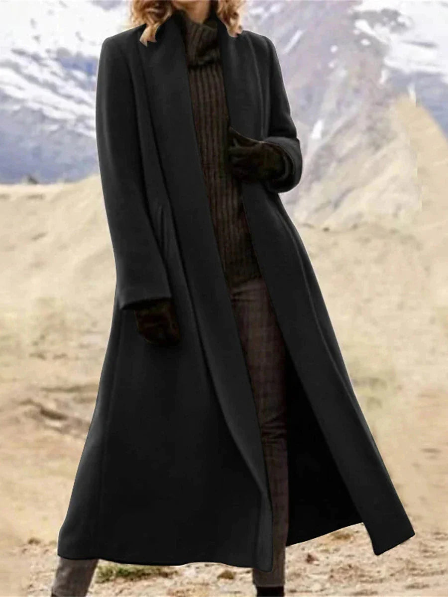 Women's Long Coat Overcoat Open Front Trench Coat Warm Winter Coat Long Sleeve with Pockets Oversize Black Army Green Gray