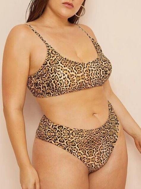 High-cut Two-piece Leopard Print Bikini Swimsuit SWI210422251LEOL Leopard / L