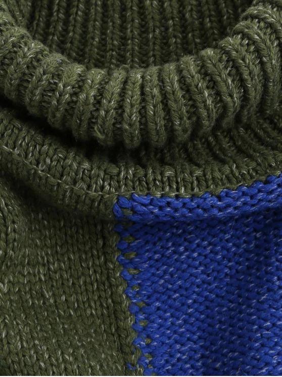 High Low Color Block Turtleneck Sweater SWE210313589MUL Multicolor / One-Size