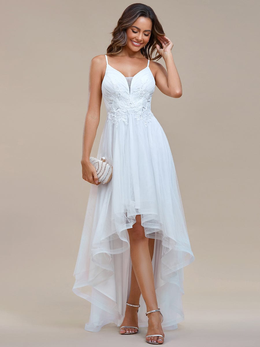 High Low Mesh Appliques Wholesale Prom Dresses EO01746WH04 White / 4
