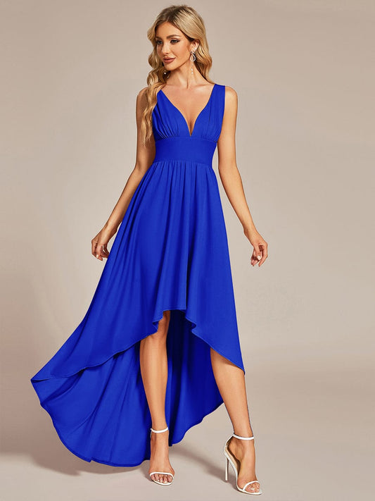 High Low Sleeveless Wholesale Bridesmaid Dresses ES01750SB04 Sapphire Blue / 4