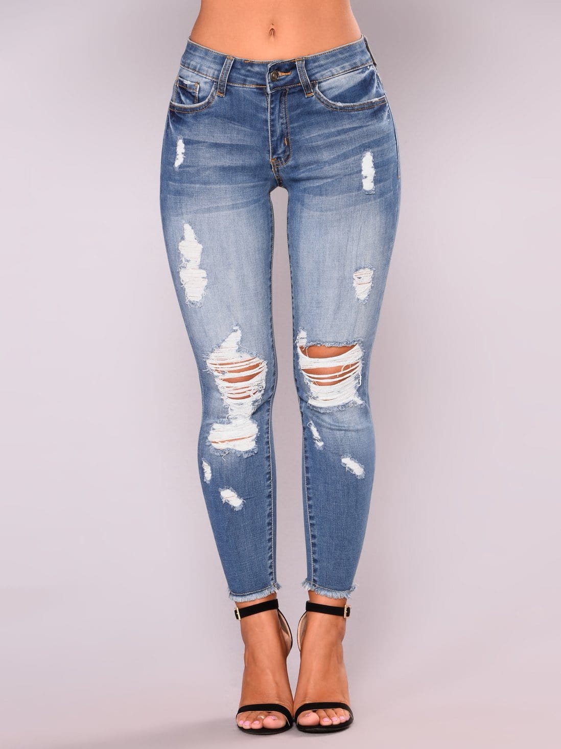 High-Rise Skinny Ripped Jeans for Women