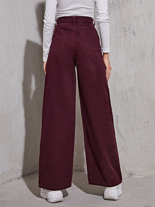 High-Rise Wide Leg Jeans for Women temp2021842691 XS / Red