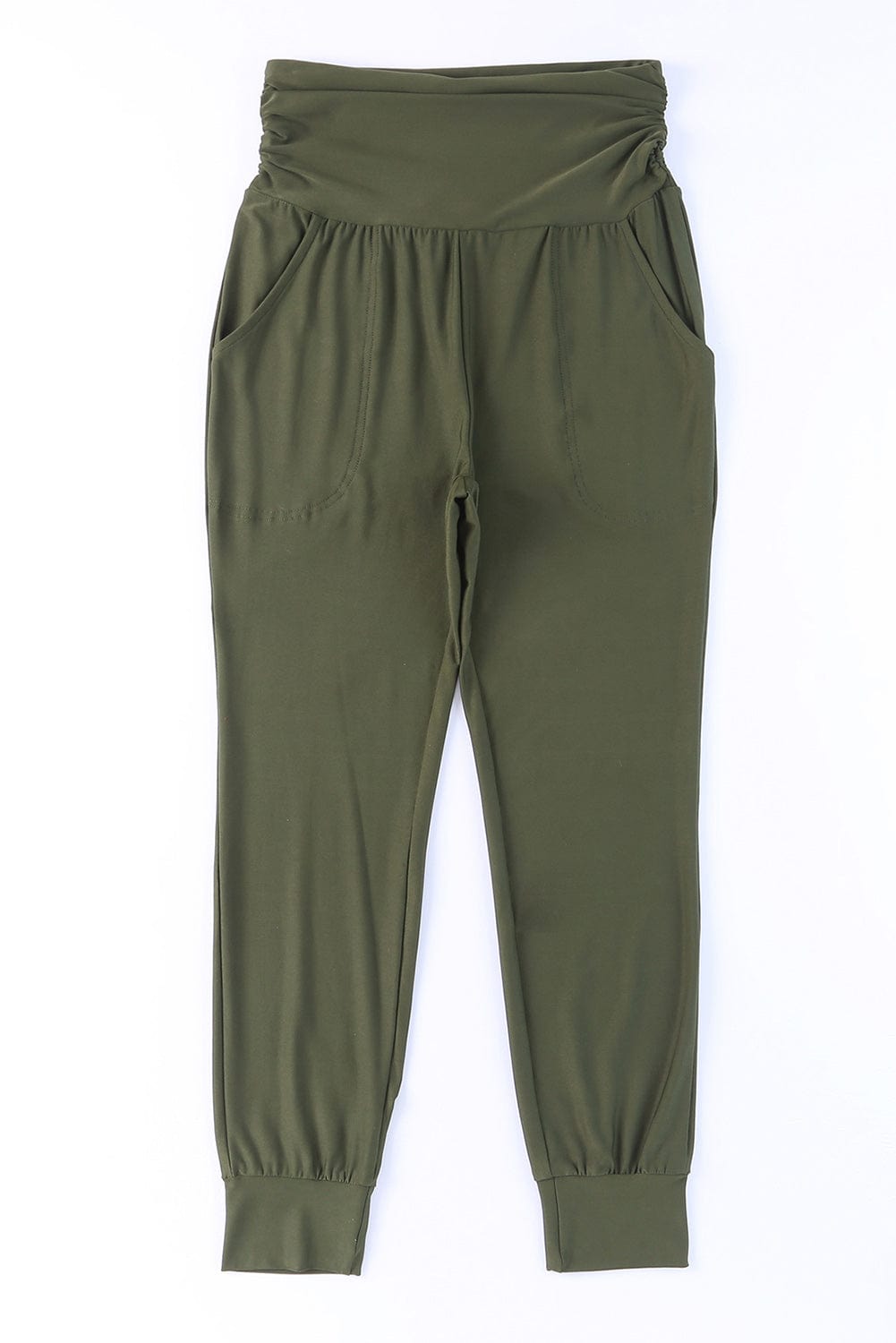 High-Rise Wide Waistband Joggers MS231013009489FS Army Green / S