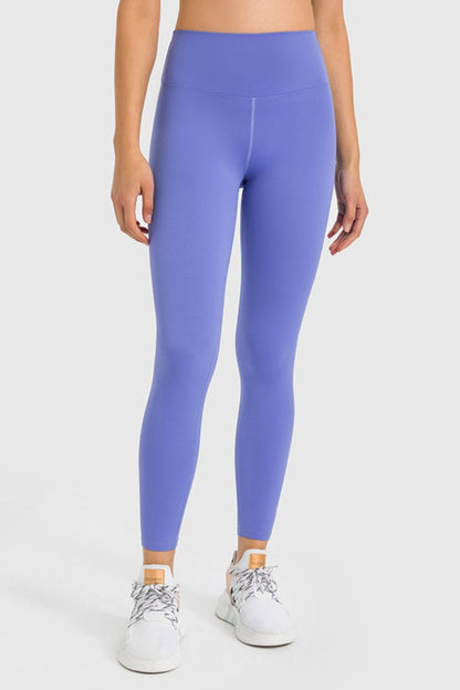 High Waist Ankle-Length Yoga Leggings 101000000000000 Periwinkle / 4