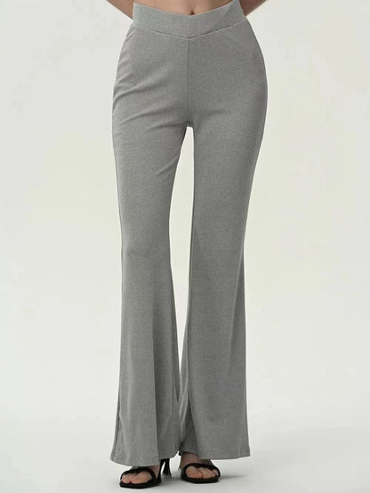 High Waist Flare Leg Pants MS231013008144FS Heather Gray / S