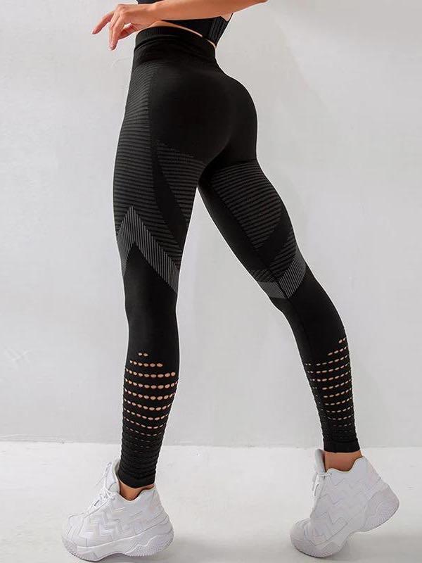 High Waist Hollow Out Butt Lifting Stretch Leggings