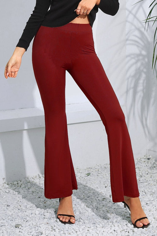 High Waist Long Flare Pants MS231013011509FS Wine / S