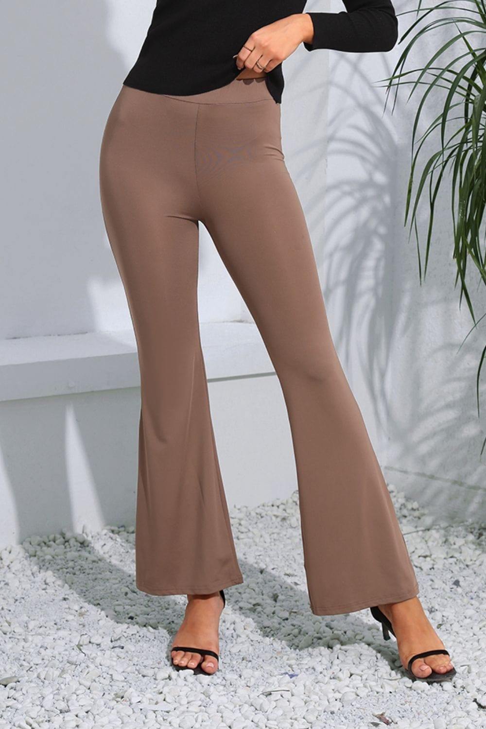 High Waist Long Flare Pants MS231013011517FS Camel / S