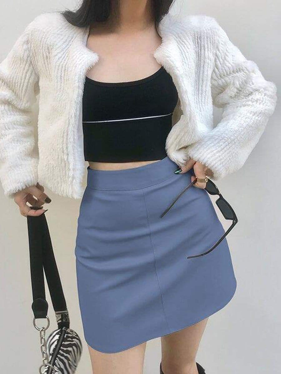 High Waist Pleated Mini Skirts Temp3796089 Blue / S