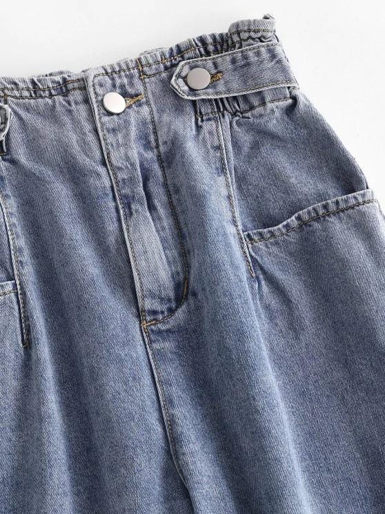 High Waist Pockets Tapered Jeans DEN210304091BLUL Blue / L