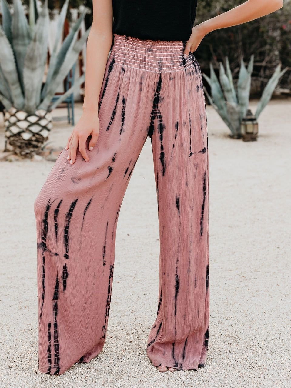 High-waist Printed Wide-leg Pants BOT2106231111PINS Pink / S