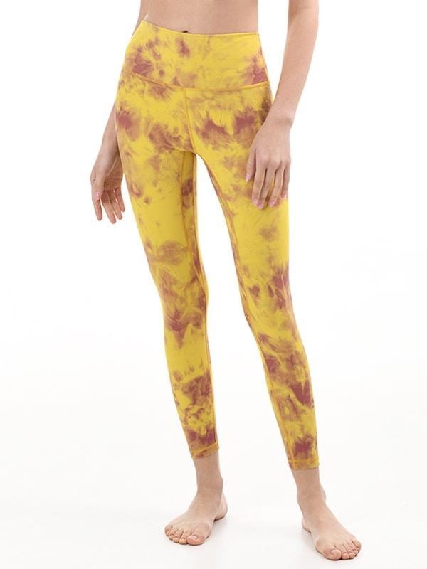 High Waist Printed Yoga Pants Workout Leggings for Women with Hidden Pockets LEG210318283YELXS Yellow / XS