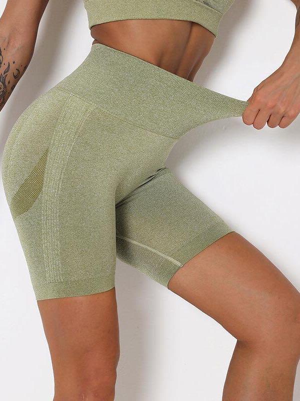 High Waist Seamless Knitted Shorts yoga-leggings0112 Army Green / S