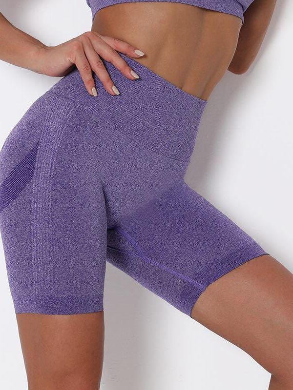 High Waist Seamless Knitted Shorts yoga-leggings0115 Purple / S