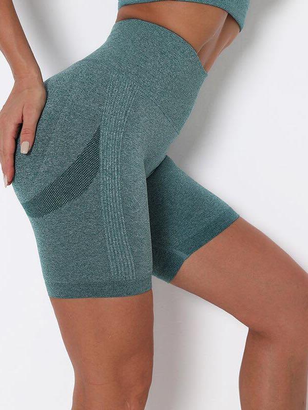 High Waist Seamless Knitted Shorts yoga-leggings0118 Green / S