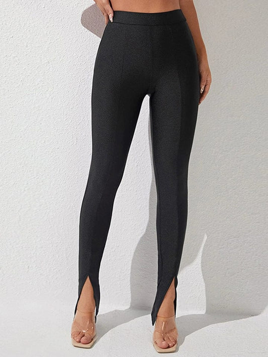 High Waist Slit Skinny Pants MS231013006038FS Black / S