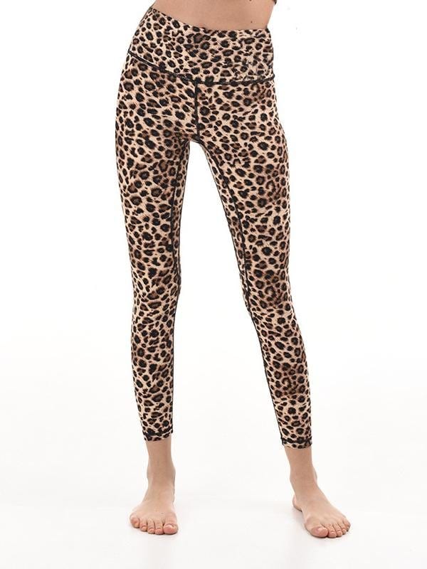 High-Waist Sports Fitness Cropped Pants for Women LEG210318284LEOXS Yellow Leopard / XS