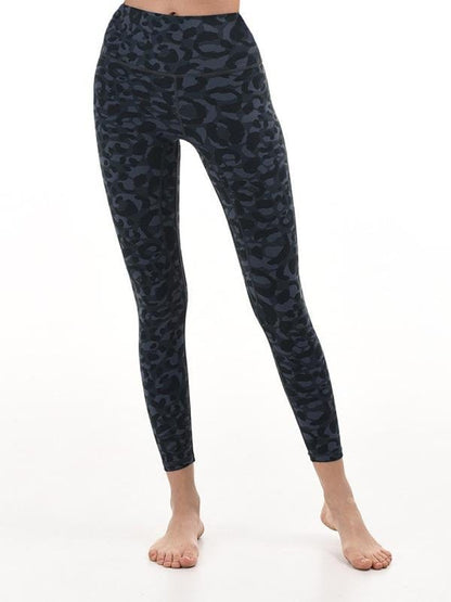 High-Waist Sports Fitness Cropped Pants for Women LEG210318284BLULEOXS Blue Leopard / XS