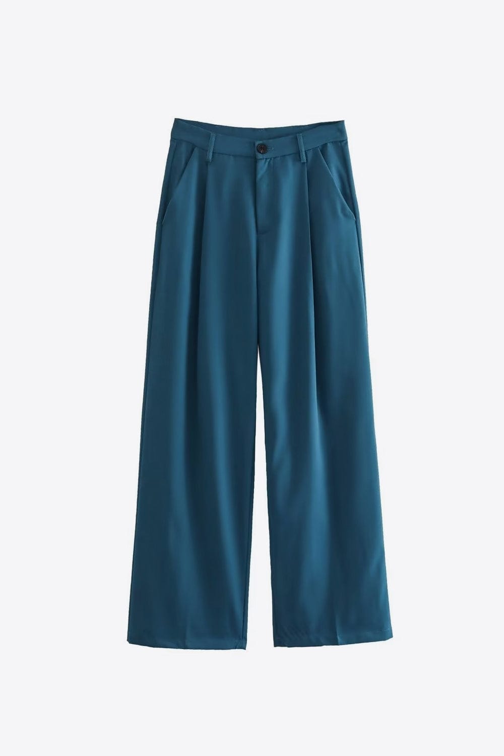 High Waist Straight Leg Pants MS231013010952FS Peacock  Blue / S