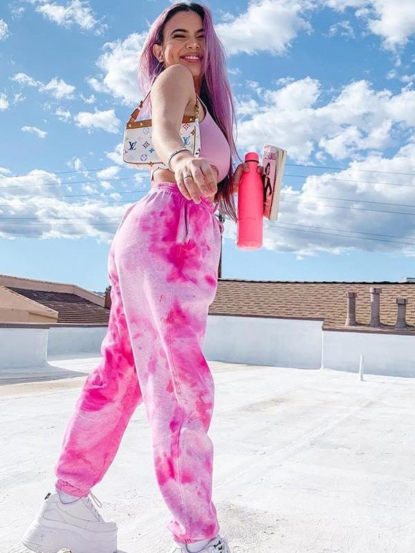 High Waist Tie-dye Rainbow Color Slimming Casual Pants