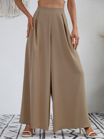 High Waist Wide Leg Pants MS231013007273FXS Camel / XS