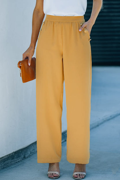 High Waist Wide Leg Pants with Pockets