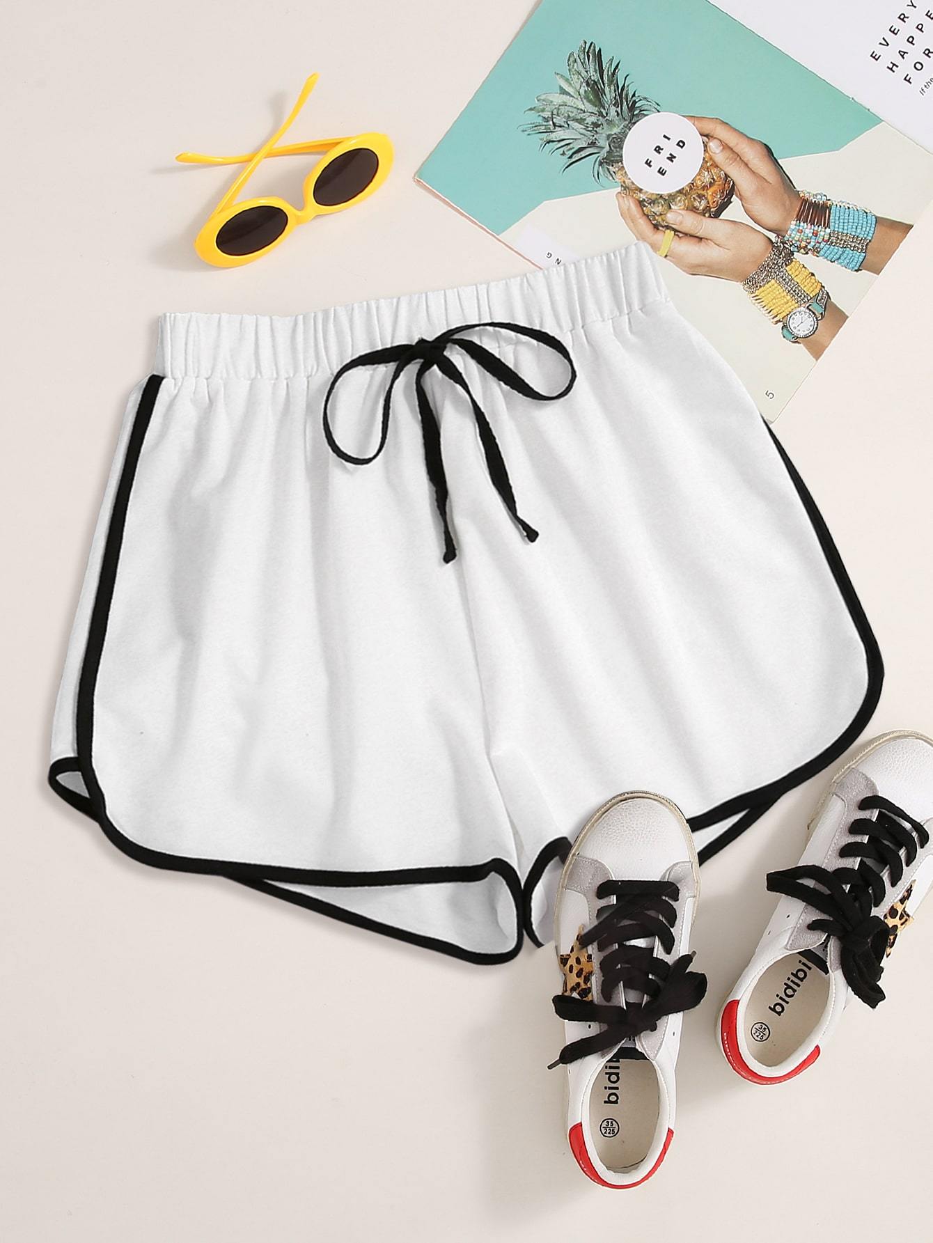 High Waist Wide Leg Sports Versatile Straight Casual Shorts SHO210510151WHIS White / S