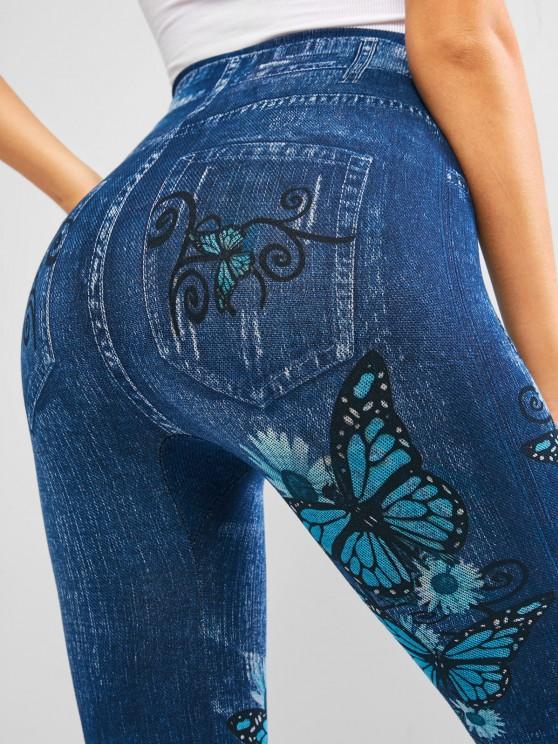 High Waisted 3D Print Butterfly Jeggings for Women ACT210226266BLU Blue / One Size