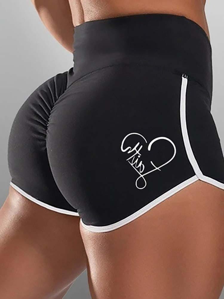 High Waisted Butt Lifting Scrunch Booty Yoga Shorts YOG210430041BLAS Black / S