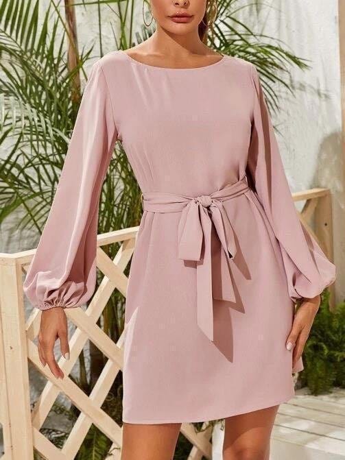 High Waisted Midi Dress Design Womens DRE210129023XSPin XS / Pink