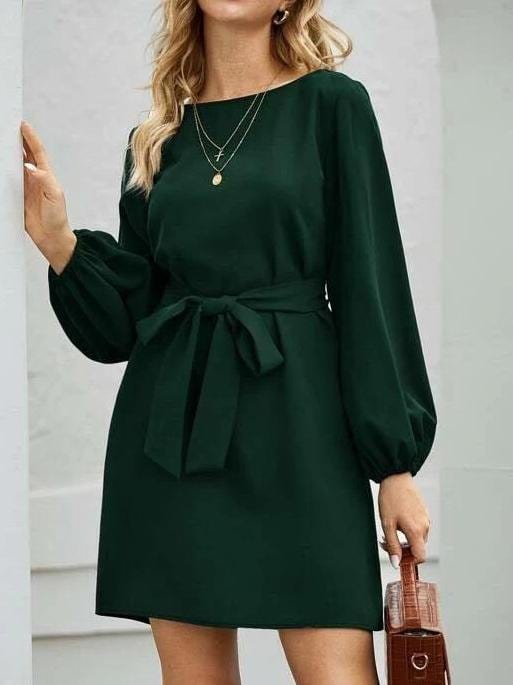 High Waisted Midi Dress Design Womens DRE210129023XSGre XS / Green