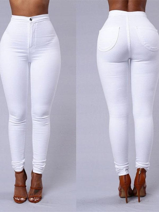 High Waisted Pencil Jeans PAN210223054WHIS White / S