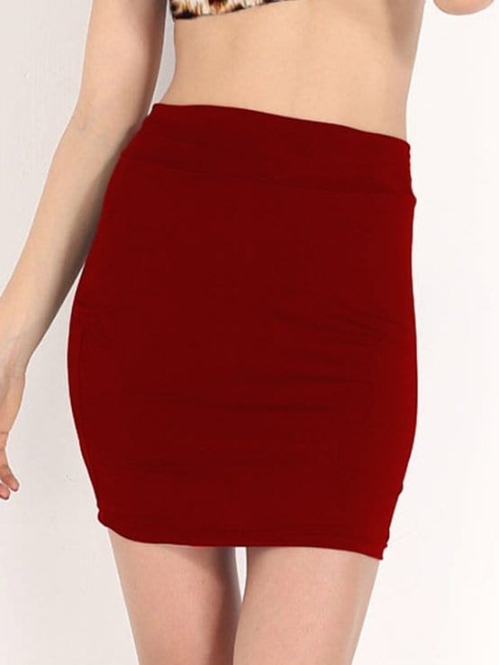 High Waisted Pencil Skirt temp698572959723764 S / Red wine