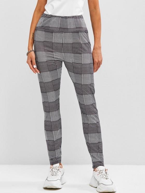 High Waisted Plaid Leggings for Women