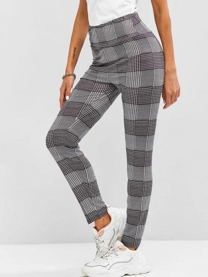 High Waisted Plaid Leggings for Women