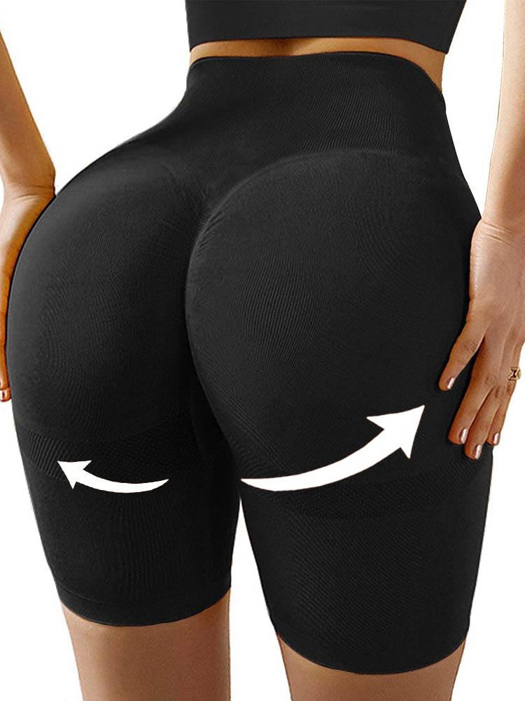 High Waisted Yoga Shorts Tummy Control Leggings Butt Lifting Textured Workout Shorts SHO210504041S Black / S