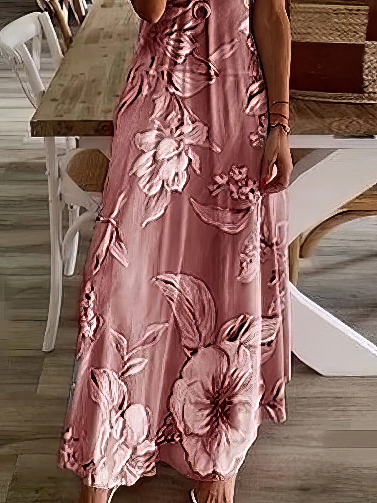 Holiday Dress With Sling Print Maxi Dress
