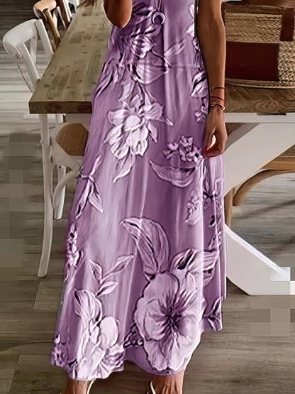 Holiday Dress With Sling Print Maxi Dress