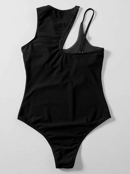 Hollow Solid Color One-piece Swimsuit