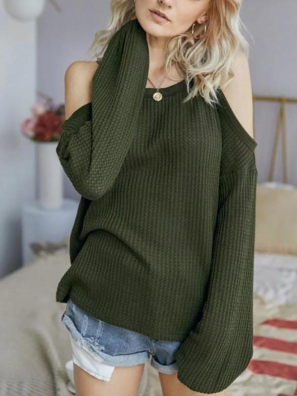 Honeycomb Knit Open Shoulder Knitwear for Women