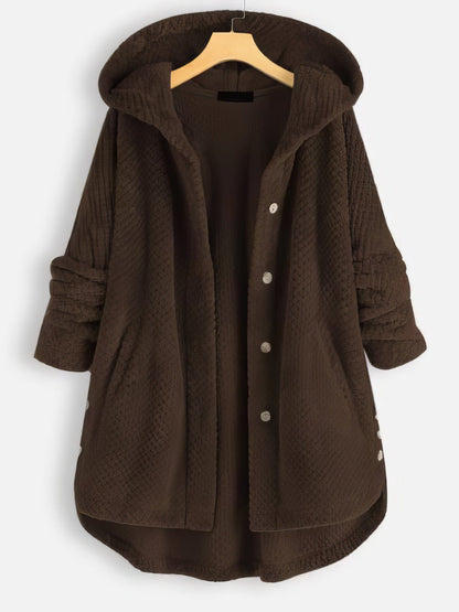 Hooded Double-faced Fleece Sweater Mid-length Jacket JAC201229001XLBro Brown / XL