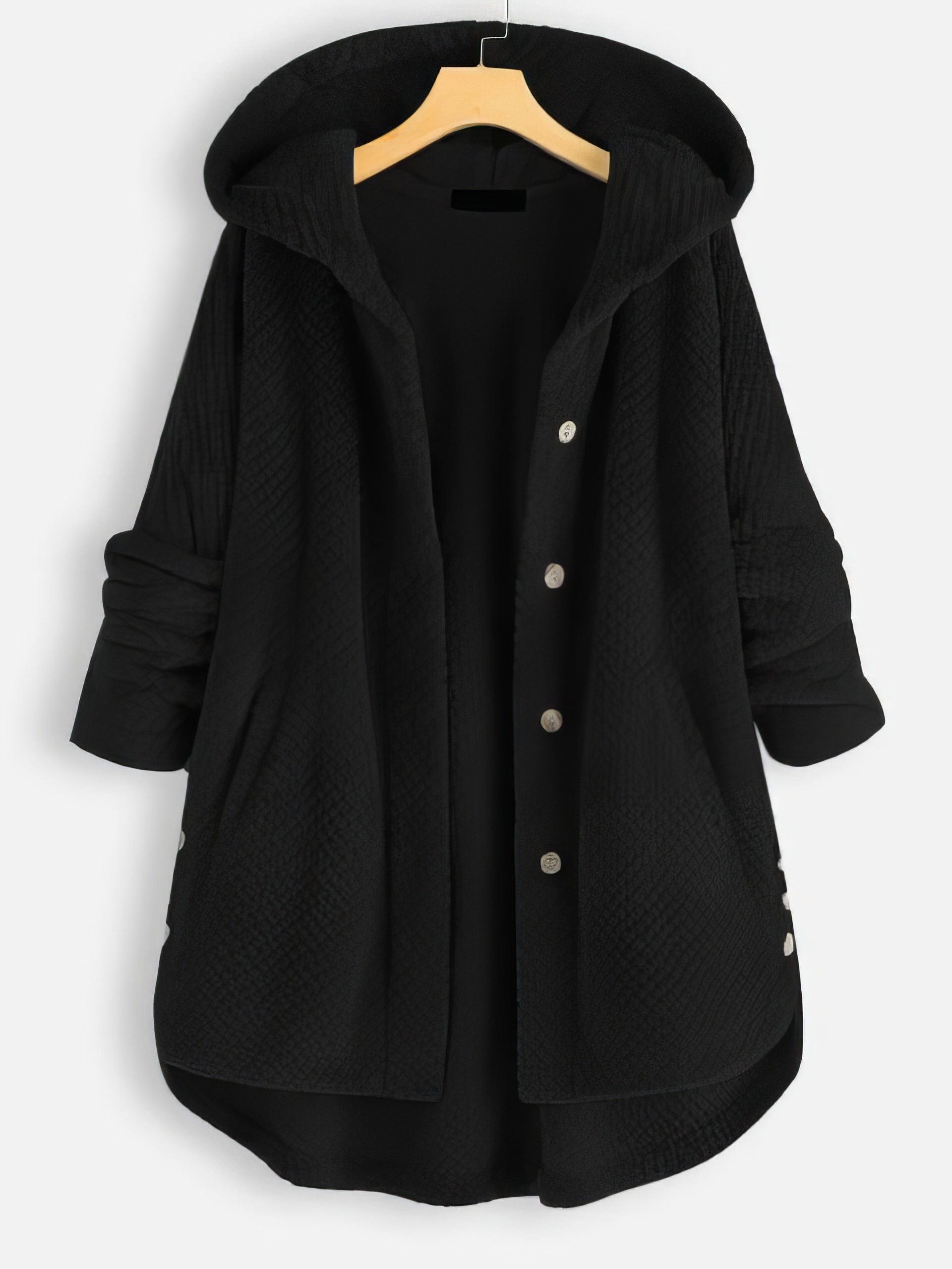 Hooded Double-faced Fleece Sweater Mid-length Jacket JAC201229001XLBla Black / XL