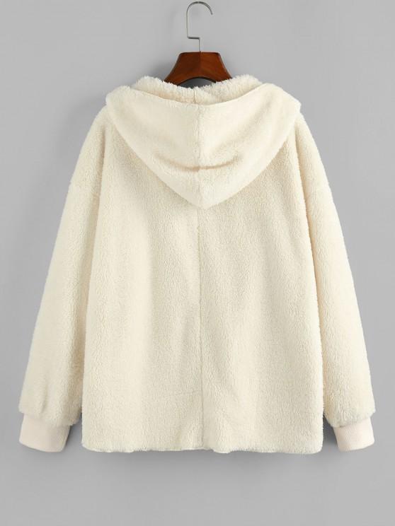 Hooded Faux Fur Open Front Pocket Coat